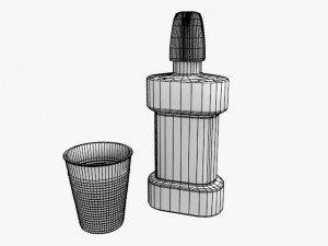 mouthwash and plastic cup 3D Model