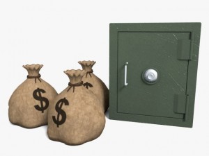 safe and sacks of money 3D-Modell