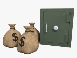 kluis en zakken geld 3D Model