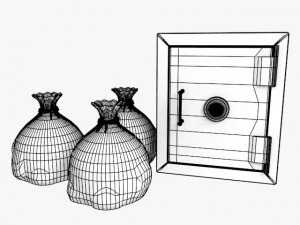 safe and sacks of money 3D Model