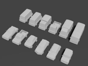 12 low poly cartoon cars 3D Model