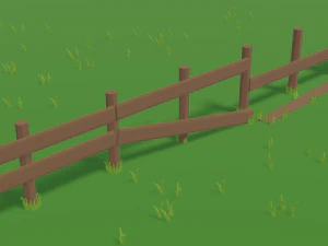low poly fence 3D Model
