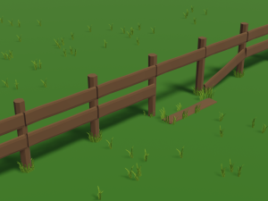 low poly fence 3D Model