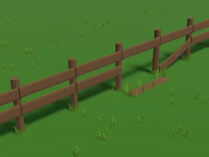 low poly fence 3D Model