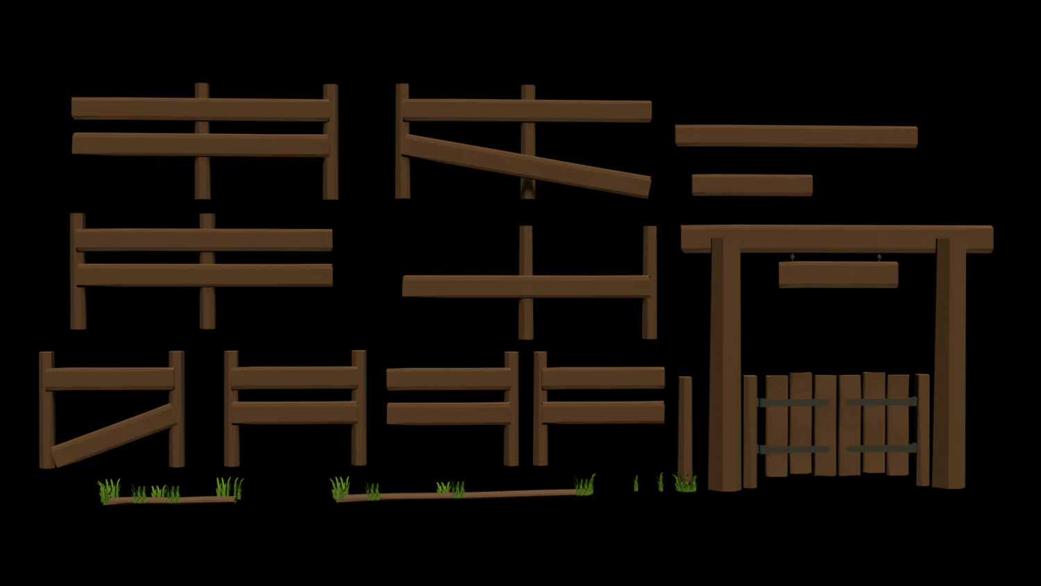 low poly fence 3D Model .c4d .max .obj .3ds .fbx .stl .blend 