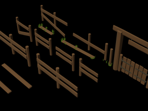 low poly fence 3D Model