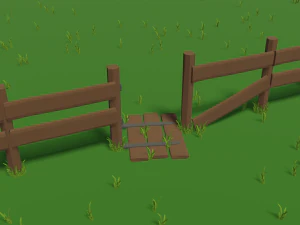 low poly fence 3D Model
