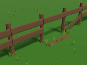low poly fence 3D Model
