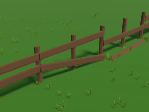 low poly fence 3D Model