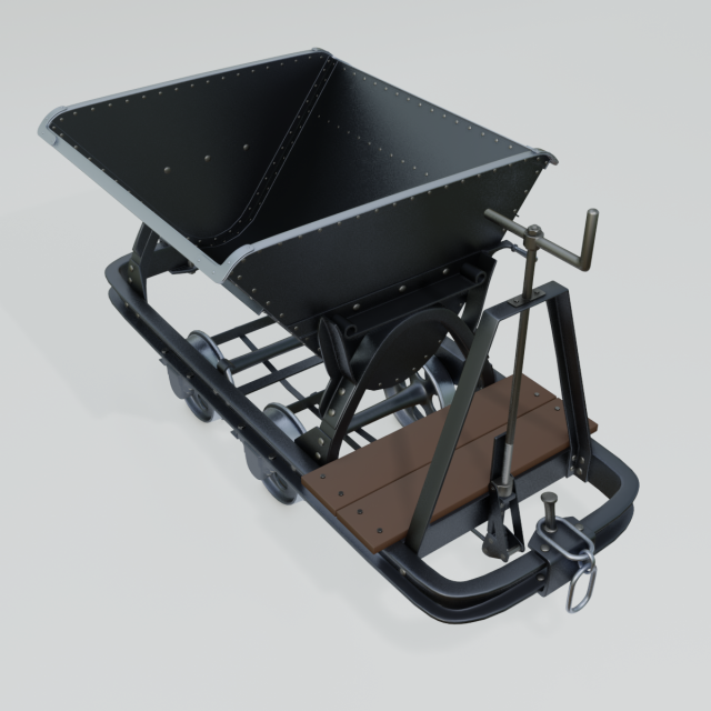 mining cart b 3D Model .c4d .max .obj .3ds .fbx .stl .blend 