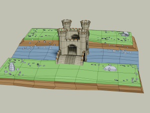 stone bridge with towers 3D Model