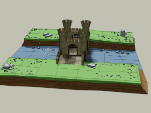 stone bridge with towers 3D Model