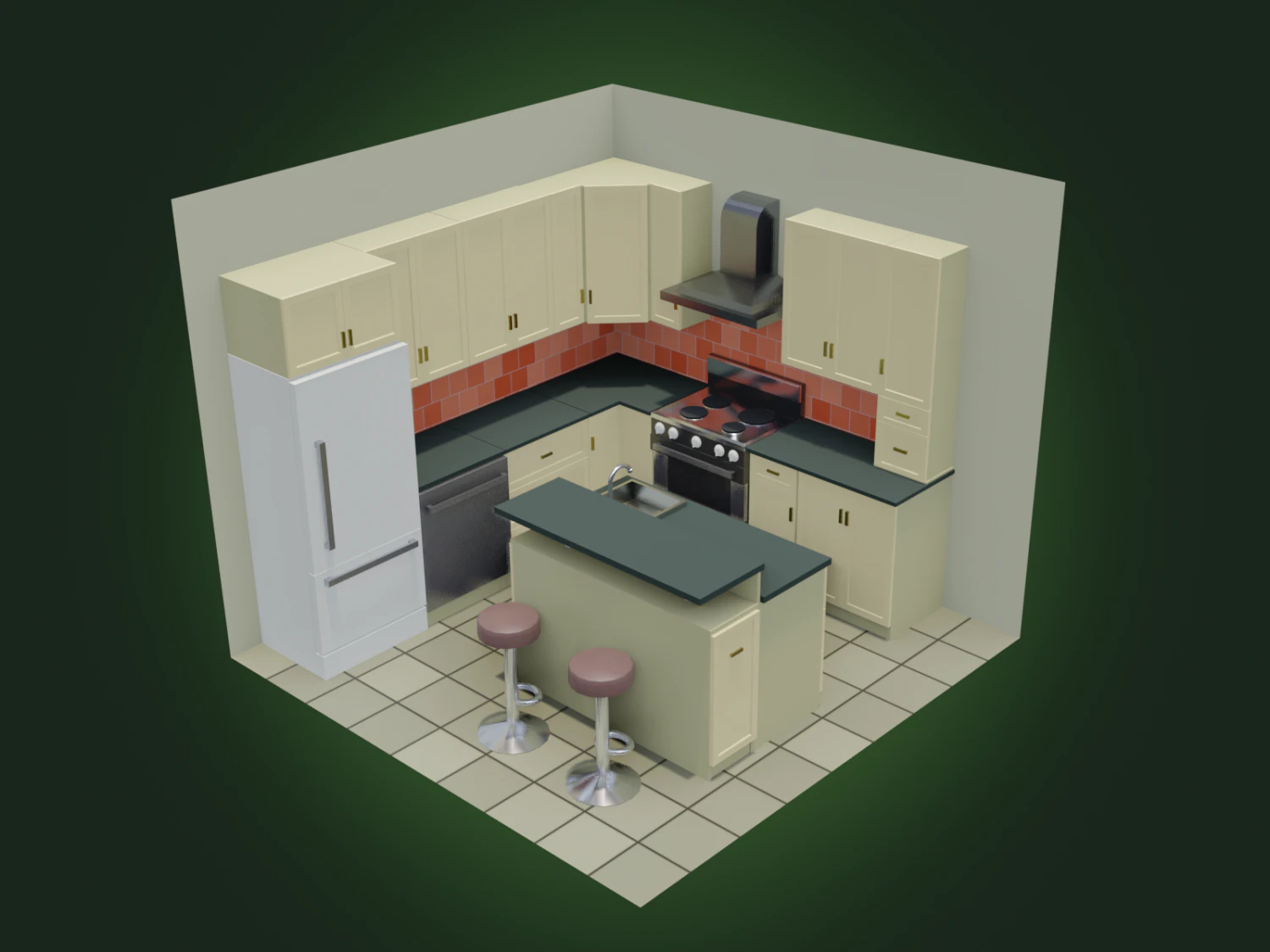 kitchen 3D Model .c4d .max .obj .3ds .fbx .stl .blend 