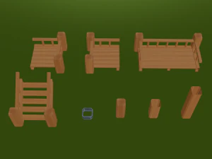 деревянная лестница 3D Модель