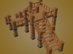 wooden stair 3D Model