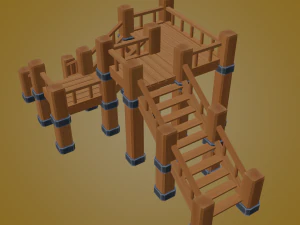 wooden stair 3D Model