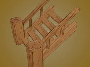 wooden stair 3D Model