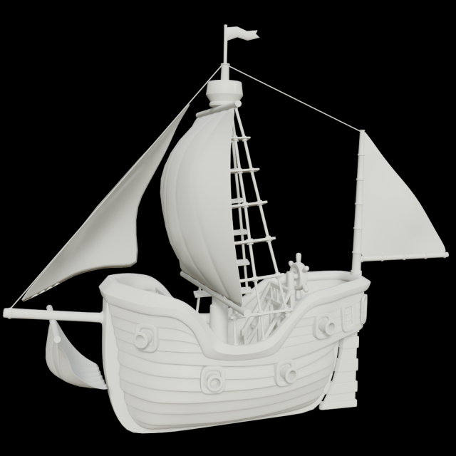 toon sailing ship 3D 모델 .c4d .max .obj .3ds .fbx .stl .blend 
