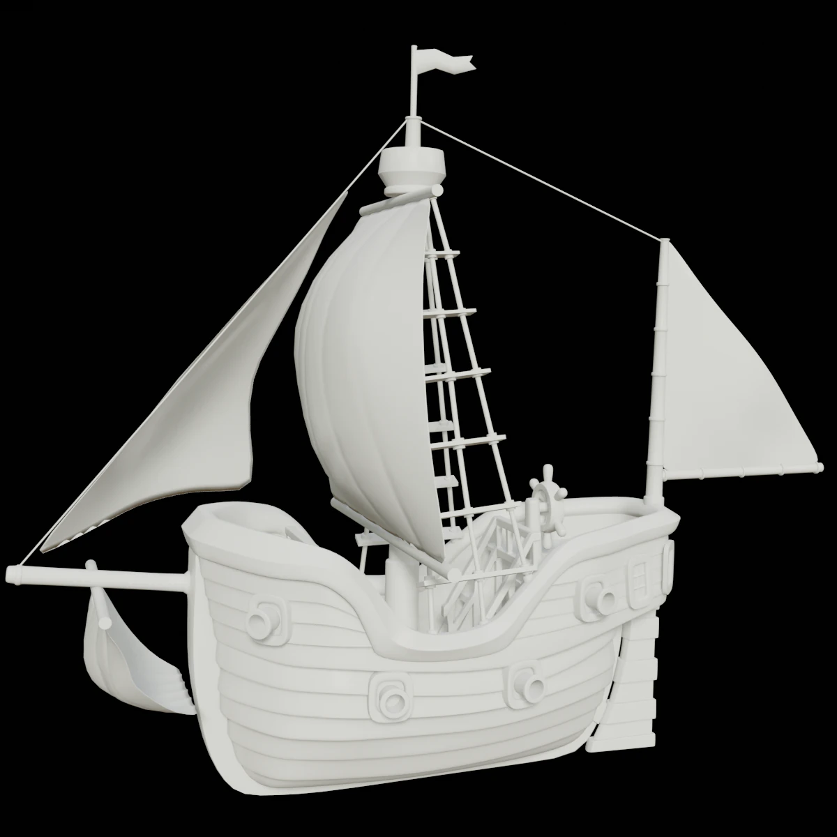 toon sailing ship 3D Model .c4d .max .obj .3ds .fbx .stl .blend 