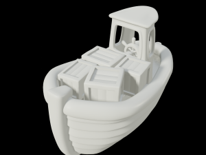 toon cargo boat 3D Model