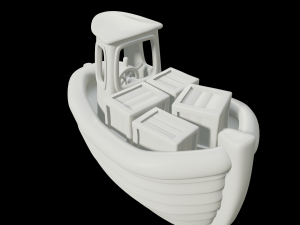 toon cargo boat 3D Model