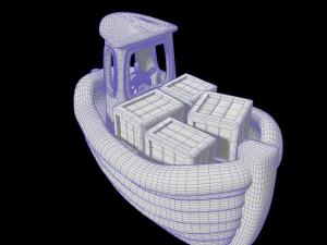 toon cargo boat 3D Model