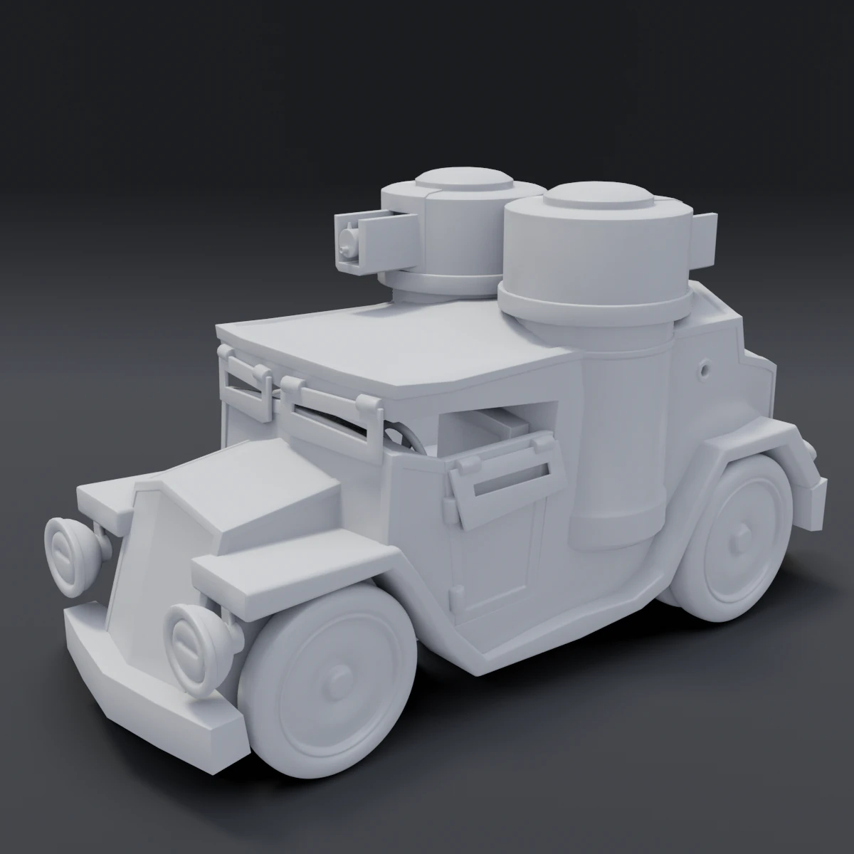cartoon armored car 3D Model .c4d .max .obj .3ds .fbx .stl .blend 