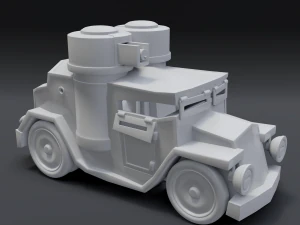 cartoon armored car 3D Model