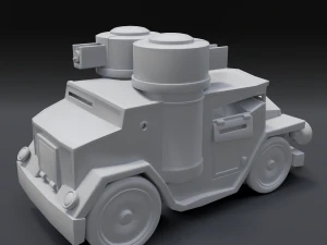 cartoon armored car 3D Model
