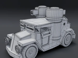 cartoon armored car 3D Model