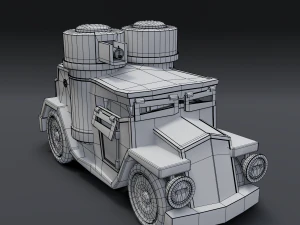 cartoon armored car 3D Model