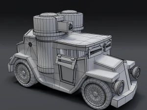 cartoon armored car 3D Model