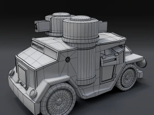 cartoon armored car 3D Model