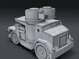 cartoon armored car 3D Model