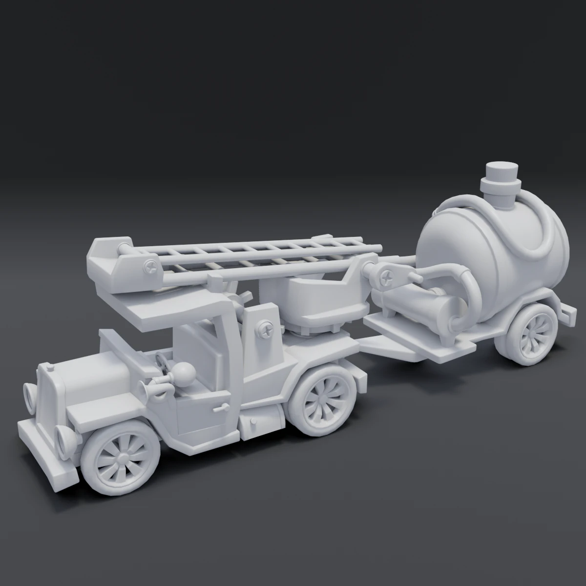 cartoon fire truck 3D Model .c4d .max .obj .3ds .fbx .stl .blend 