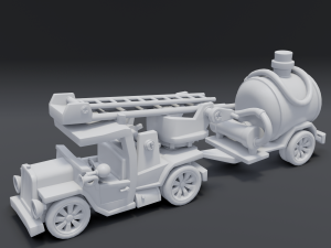 cartoon fire truck Modelo 3D