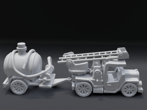 cartoon fire truck Modèle 3D