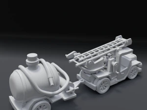cartoon fire truck 3D Model
