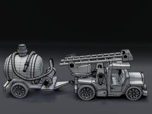cartoon fire truck Modèle 3D