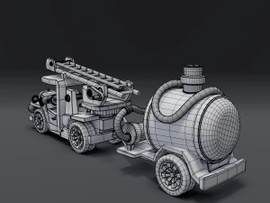 cartoon fire truck 3D Model
