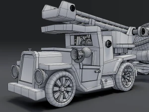 cartoon fire truck 3D Model
