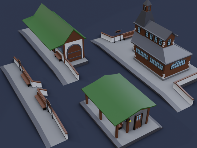 railway stations 3D Модель .c4d .max .obj .3ds .fbx .stl .blend 