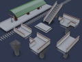 railway platform and foot-bridge 3D 모델
