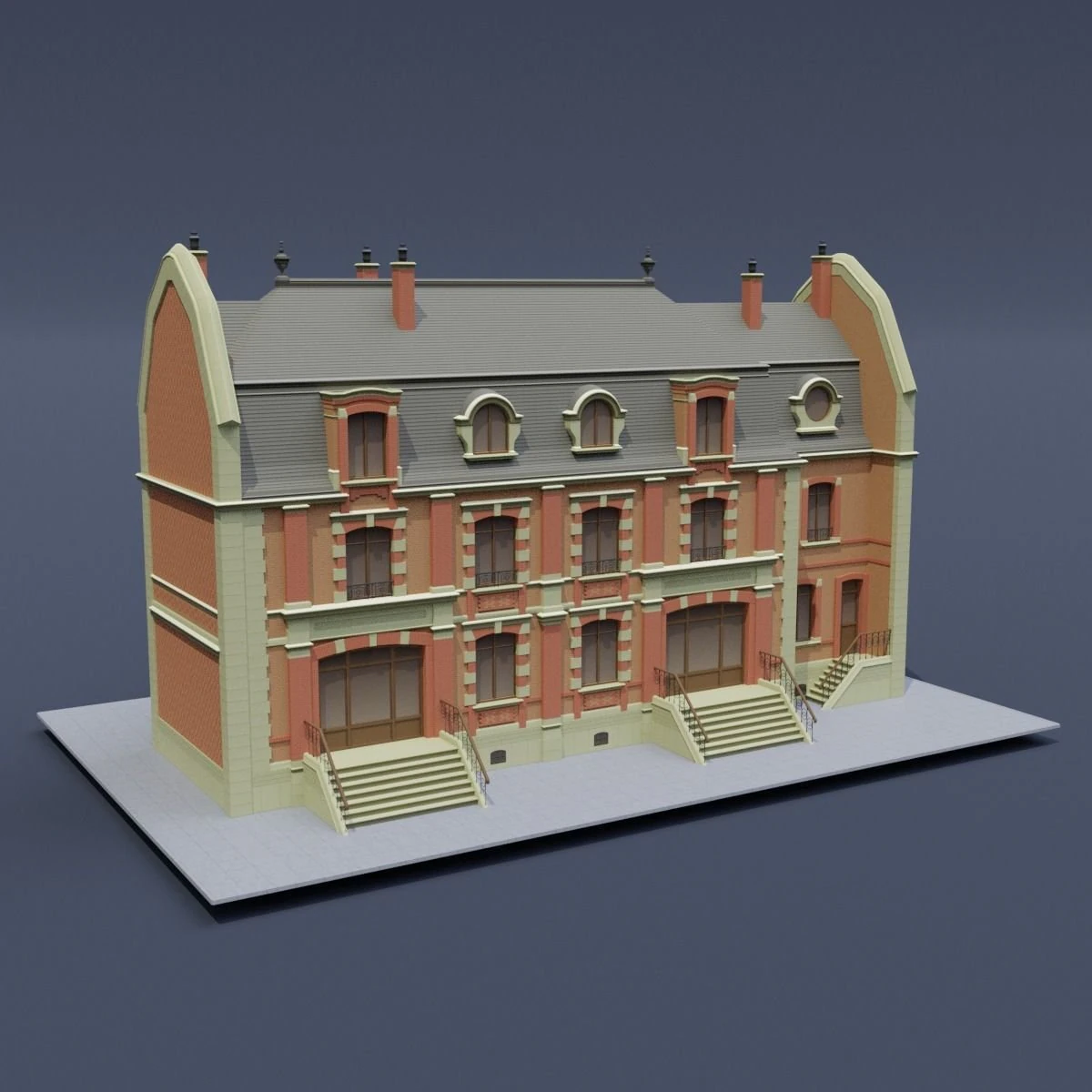 victorian house 02 3D Model .c4d .max .obj .3ds .fbx .stl .blend 