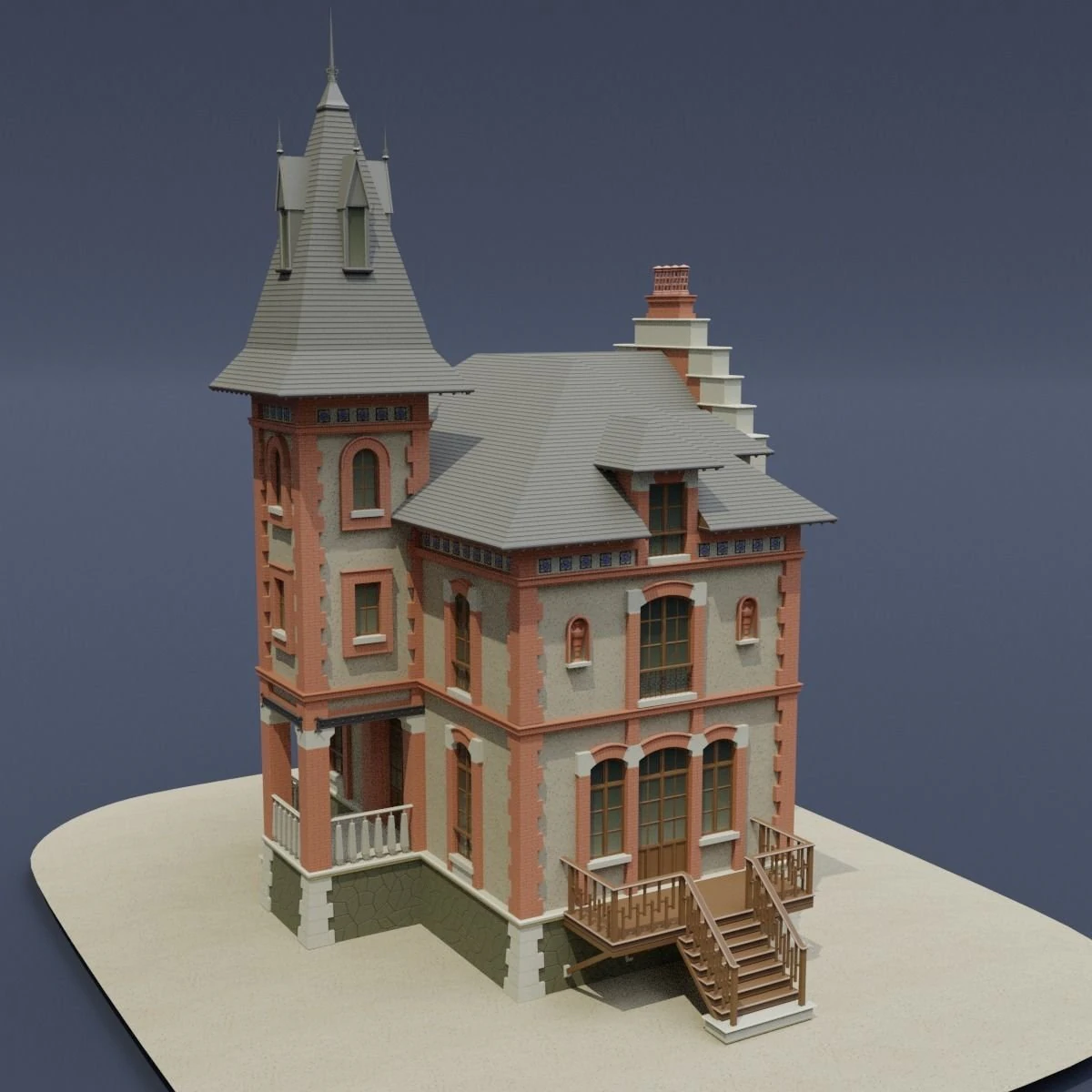 victorian house 03 3D Model .c4d .max .obj .3ds .fbx .stl .blend 
