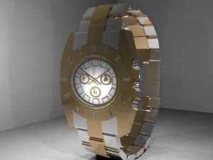 golden wrist watch Modello 3D