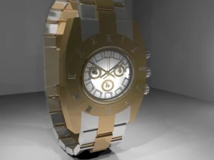 golden wrist watch 3D Model
