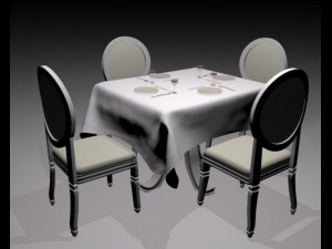 cheirs and table  for restaurant Modello 3D
