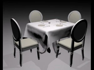 cheirs e mesa para restaurante Modelo 3D