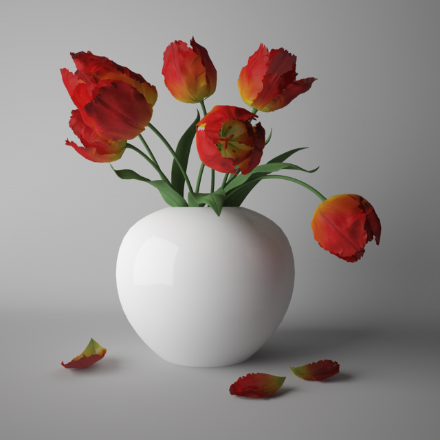 bouquet of tulips 3D Модель .c4d .max .obj .3ds .fbx .stl .blend 